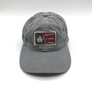 Kurtz Baseball Cap Hat Mens One Size Gray Distressed Patch Stretch Fit Hat